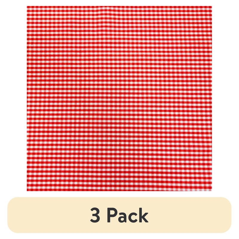 3 Pack Cotton Gingham Fabric - Poppy Red, 44" Wide for Quilting & Sewing