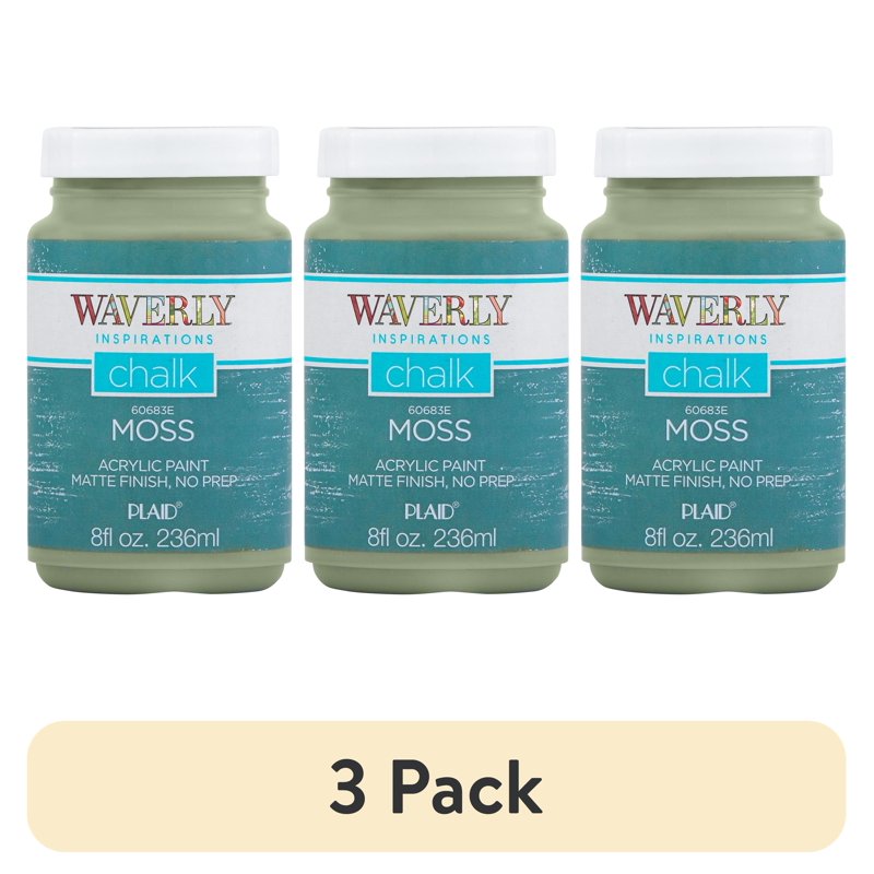 (3 Pack) Waverly Inspirations Chalk Paint - Ultra Matte, Moss, 8 fl oz - Home Decor & Furniture