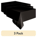 Black Rectangular Plastic Table Covers - 3 Pack, 54 x 108 Inches