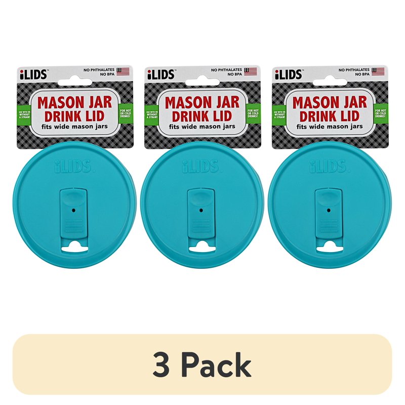 Reusable Wide Mouth Mason Jar Lids - 3 Pack, 3.375 in, Blue