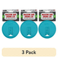 Reusable Wide Mouth Mason Jar Lids - 3 Pack, 3.375 in, Blue
