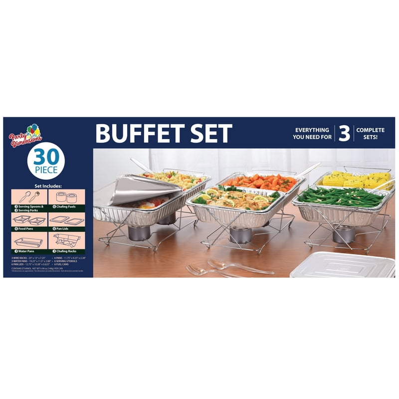 30-Piece Chafing Dish Catering Set with Gel Fuel and Serving Utensils