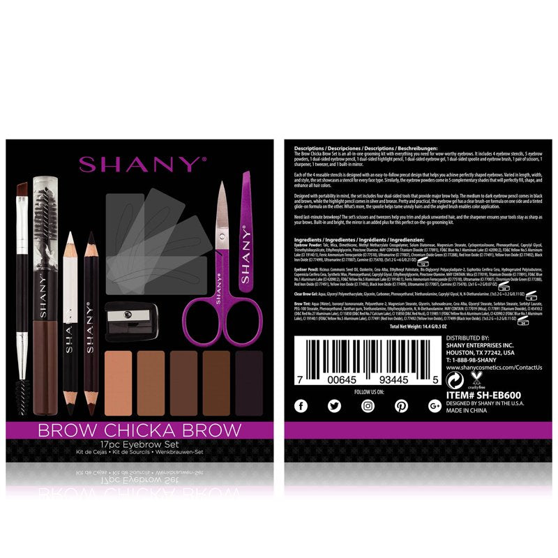 17-Piece Professional Eyebrow Makeup Kit with Powder, Gel, and Tools
