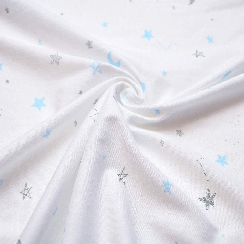 Crib Sheets 2 Pack - 100% Cotton Fitted Bed Sheets for Baby Cribs & Toddler Beds, Blue Stars & Zigzag, 52 x 28 Inches