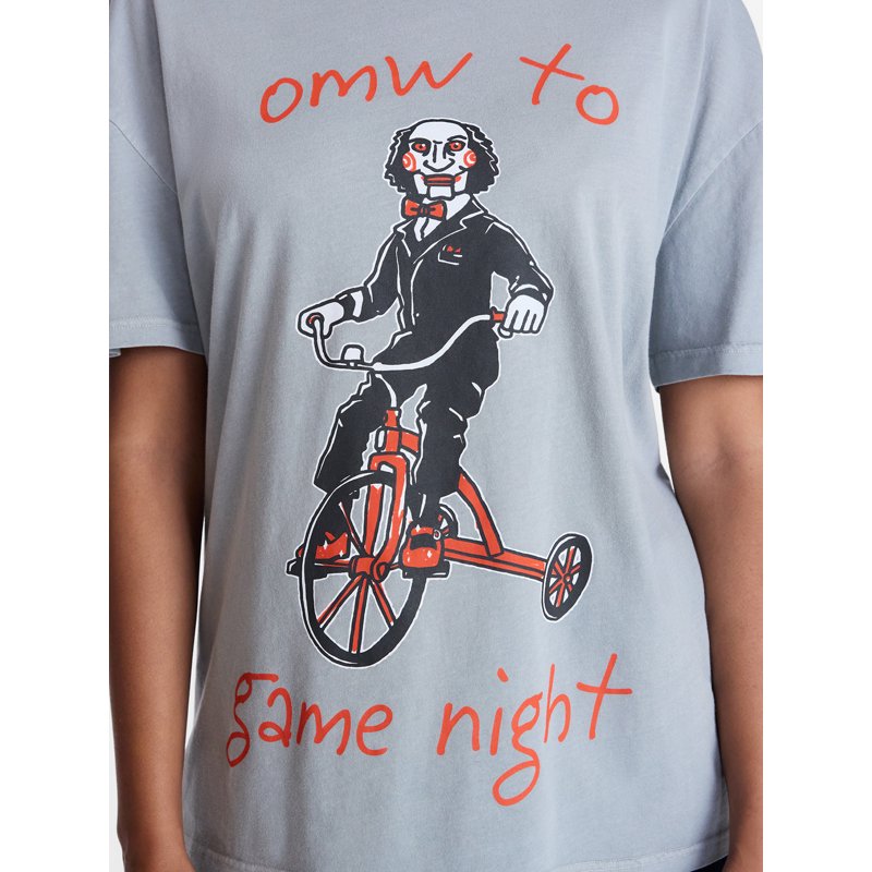 Saw Women’s Game Night Halloween Graphic T-Shirt - LT Grey, M