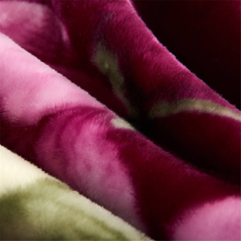 King Size Faux Mink Fleece Blanket - Heavy 10lbs, Purple Beige Floral
