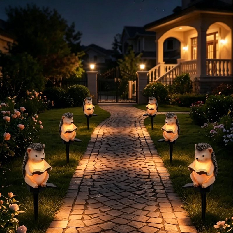 Solar Hedgehog Garden Stake Light - Outdoor Resin Animal Lamp, Waterproof, Ambient Lighting, Variation K