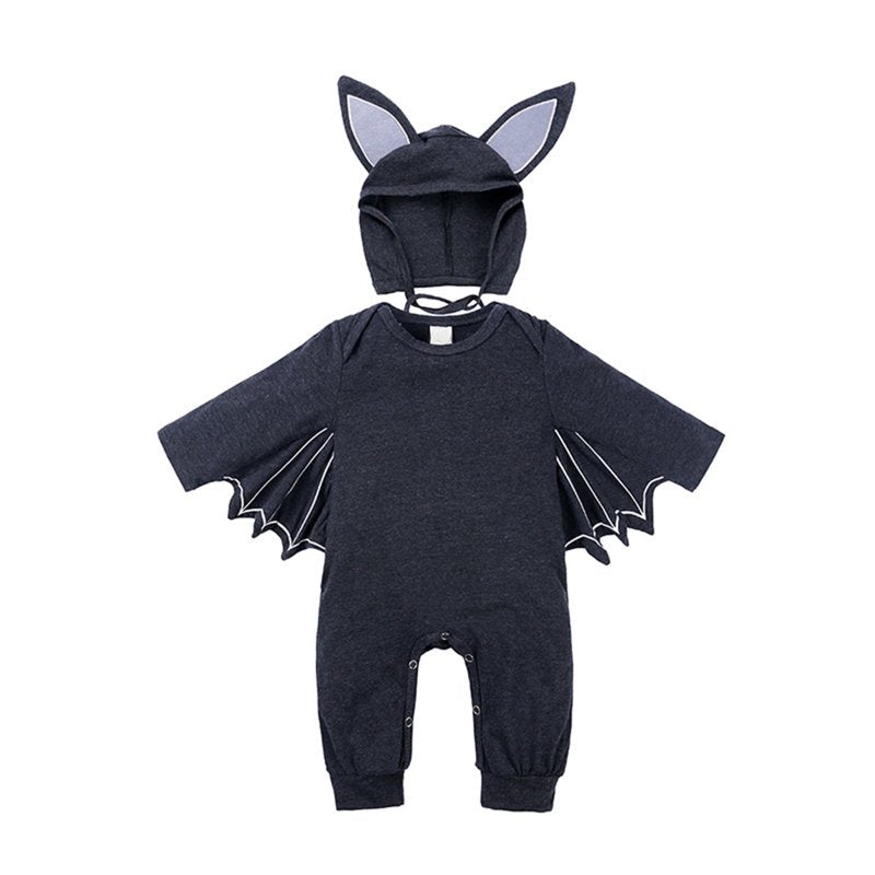 Baby Bat Romper & Jumpsuit Halloween Outfit - Dark Gray, 18-24 Months Variation Z20-20
