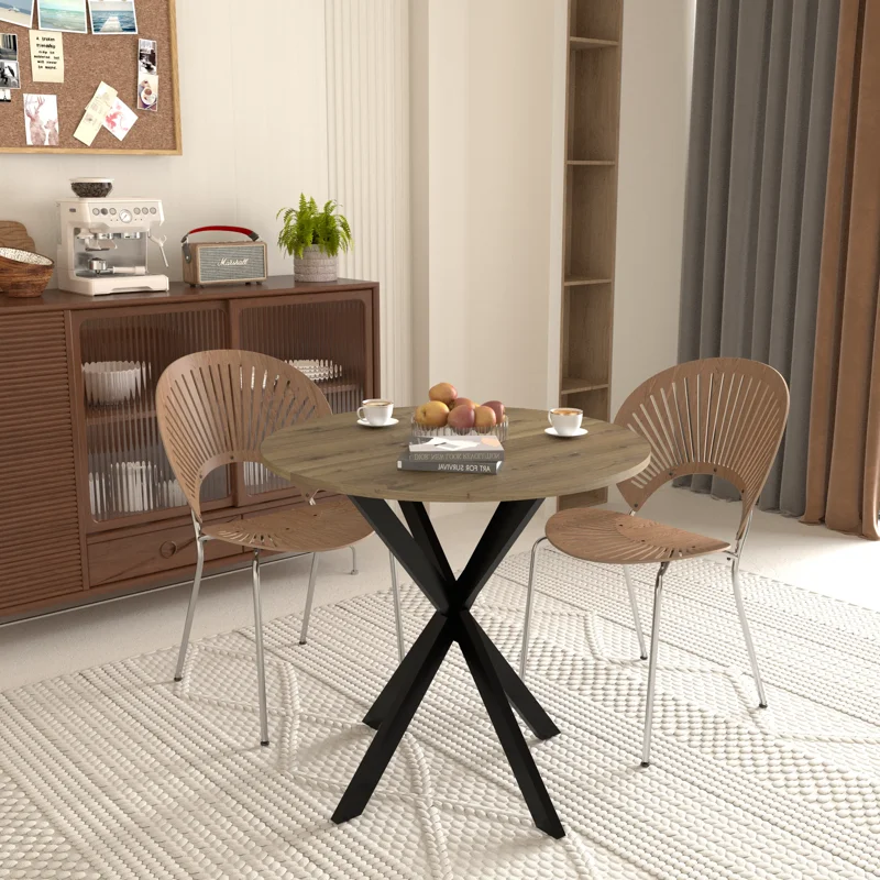 Round Dining Table for 4 - 31.5" Small Kitchen Table with MDF Top & Metal Legs