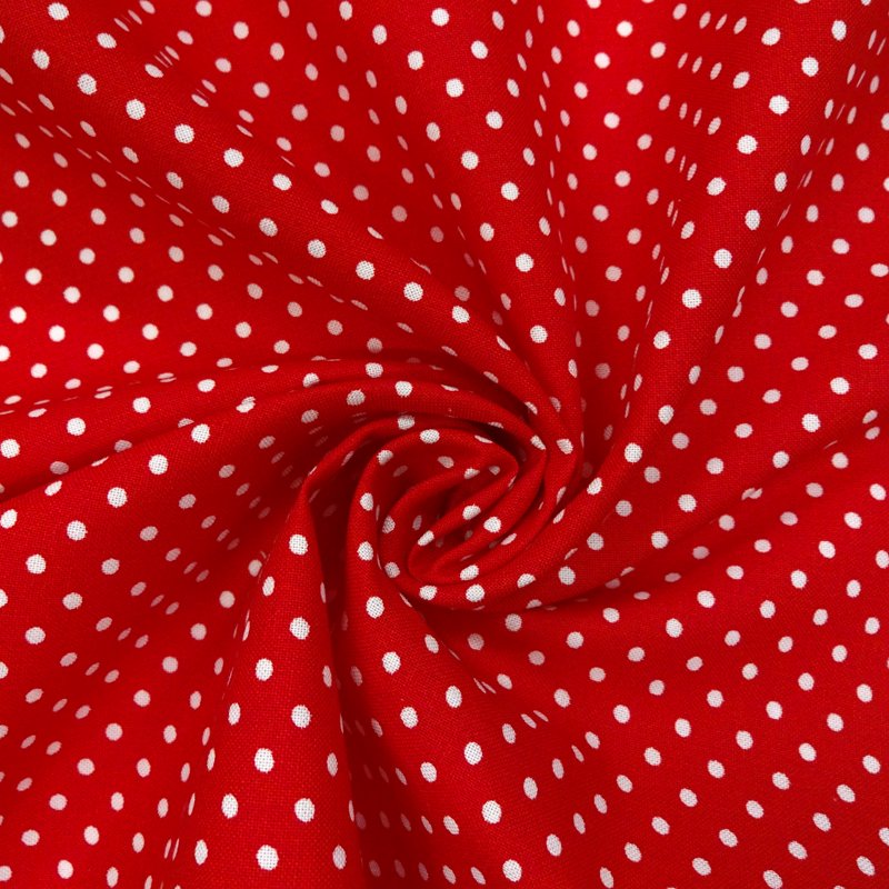 Cotton Quilting Fabric - Medium Dot Print in Poppy Red, 44" Wide, 1 Yard