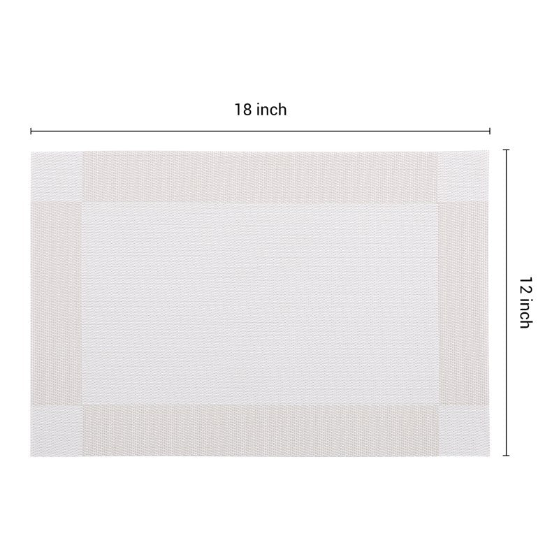 Washable Heat Resistant Table Placemats - White, 18x12 in, Set of 8