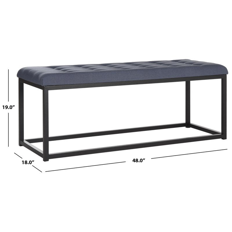 Contemporary Tufted Bench - Navy/Black Upholstery