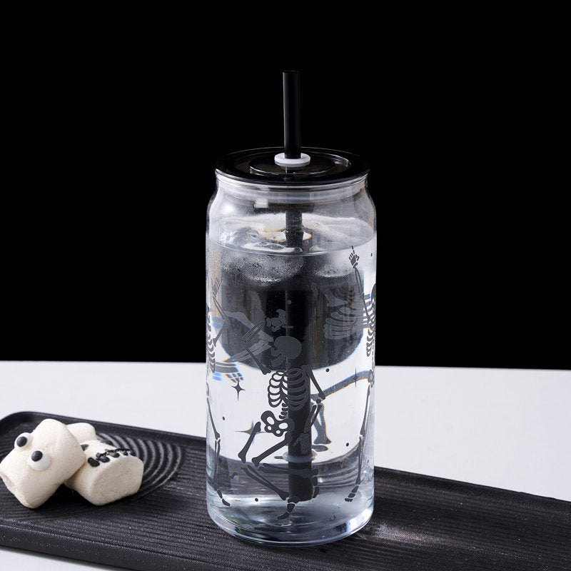 Halloween Dancing Skeleton 20oz Glass Can Sipper Set - 2 Pack