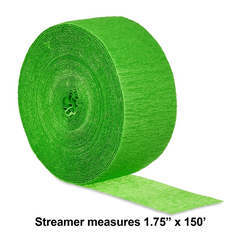 4 Pack Lime Green Paper Party Streamers - 150 Feet for Events & Decorations