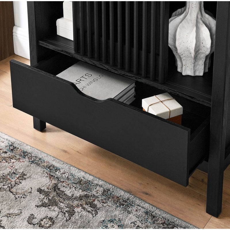 Tall Arched Display Cabinet - Black, Adjustable Shelves