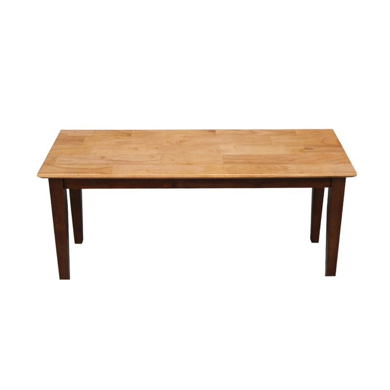 Shaker Style Bench - Solid Parawood, 39" - Cinnamon/Espresso