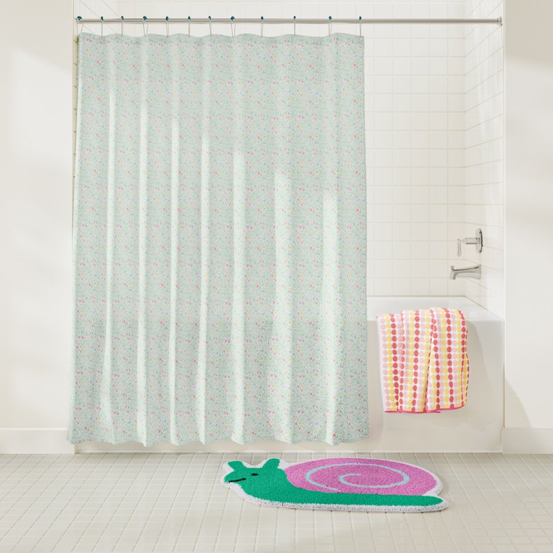 Mainstays Kids Fabric Shower Curtain with Hooks Set - Meadow