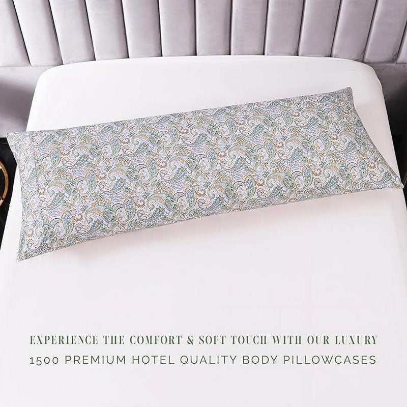 Elegant Comfort Paisley Teal Microfiber Pillowcases Set of 2 - Hotel Quality, Wrinkle-Resistant, Hidden Zipper Closure