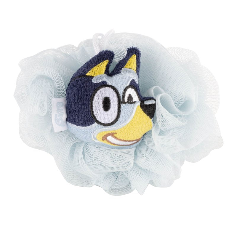 Kids Bluey 3D Loofah - 5 Inch Bath Sponge with Embroidered Character, Soft & Absorbent