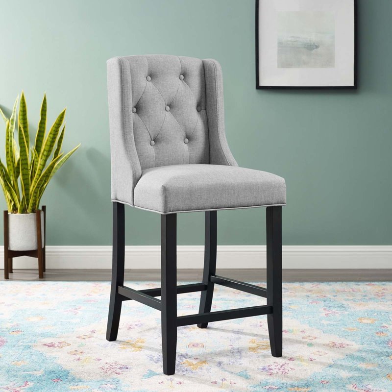 Tufted Button Counter Stool - 26.5" Height - Gray