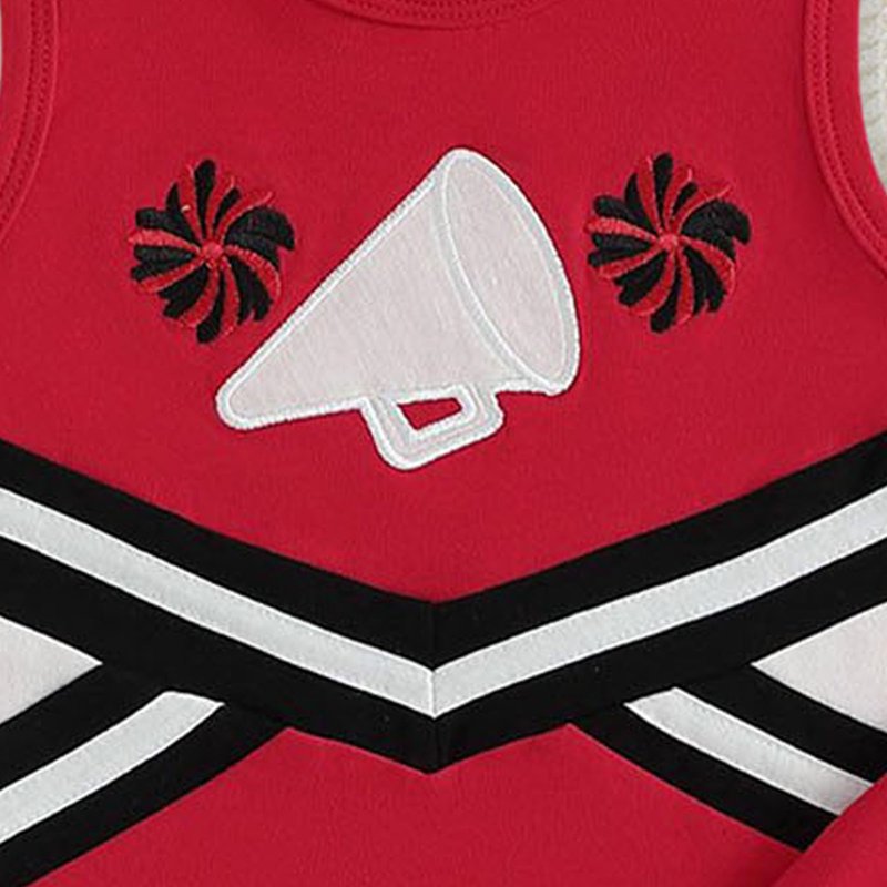 Toddler Girls Cheerleader Outfit Set - Shirt & Skirt for 3-4 Years - Red