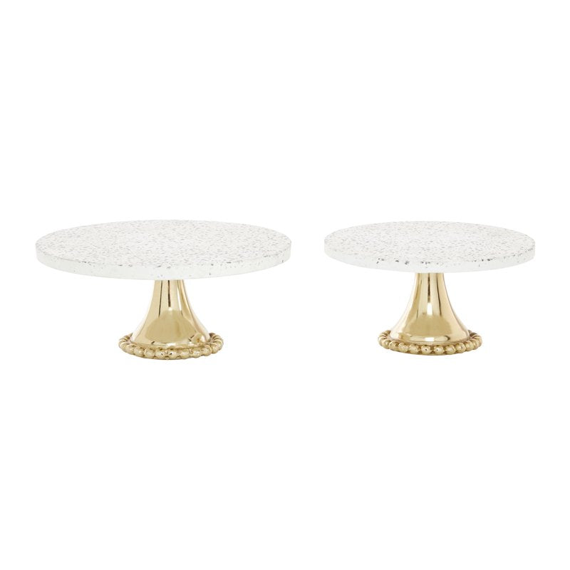 Gold Ceramic Speckled Cake Stand Set - 10" & 12"