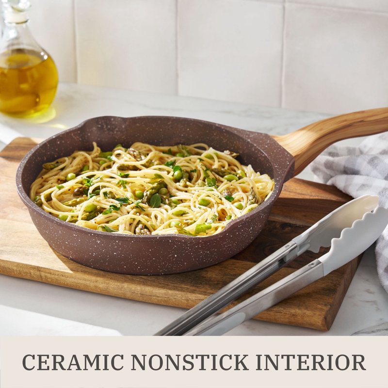 14-Piece Cast Aluminum Cookware Set - Brown Speckle