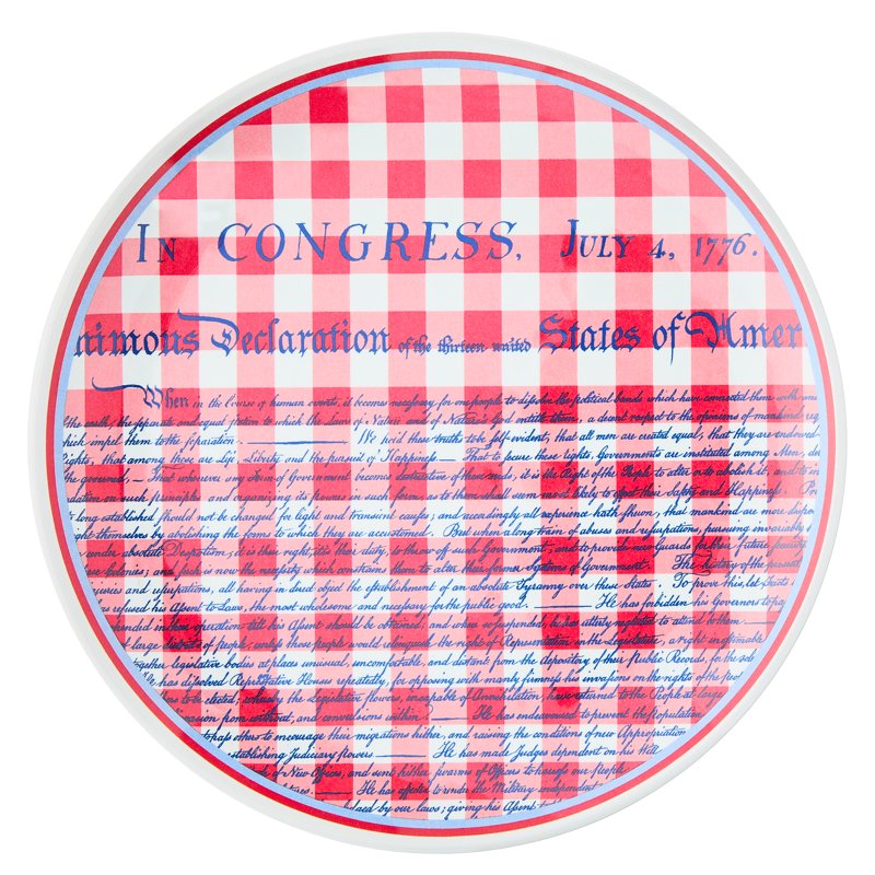 9-Inch Melamine Salad Plates Set - Multicolor Gingham Design