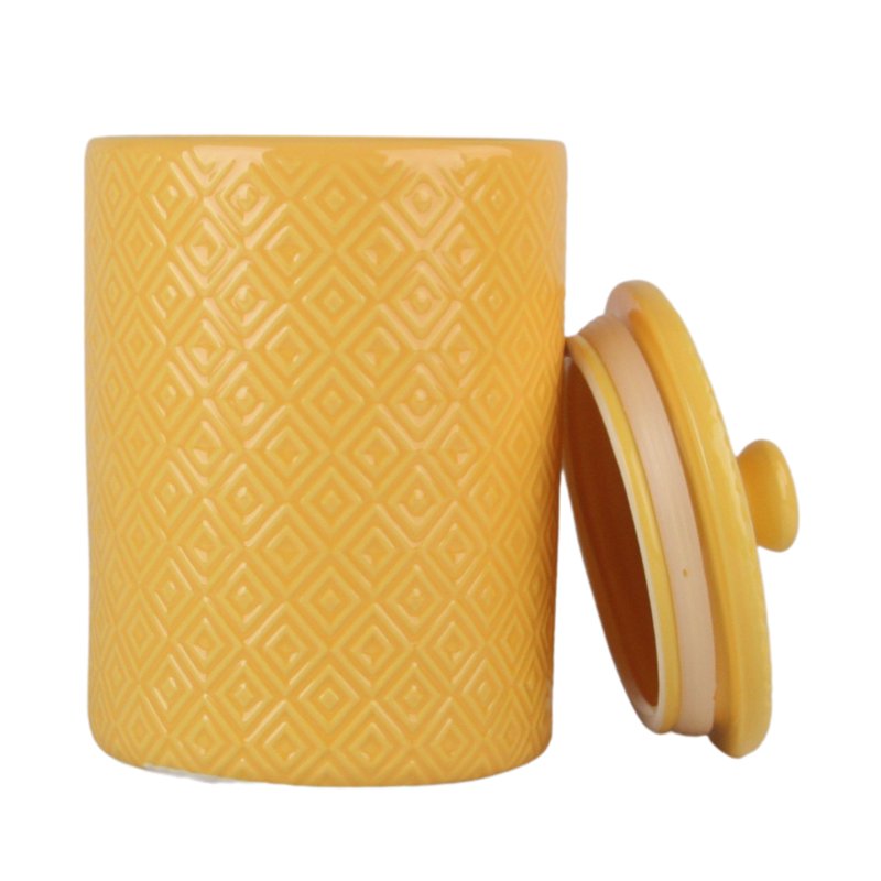 Diamond 3 Piece Canister Set - Yellow with Bamboo Lids