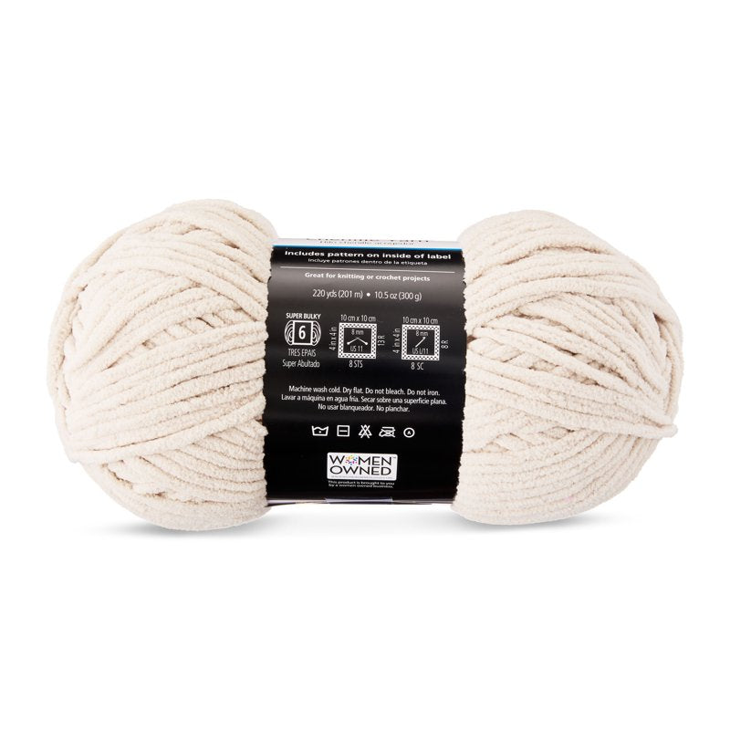 Crochet & Knitting Yarn - Bulky Chenille Yarn, Stone, 220 yd, 100% Polyester - Single Variation