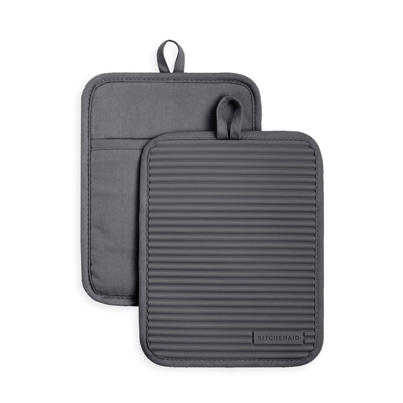 Silicone Pot Holder Set - 2-Pack Charcoal Grey, 7"x9"