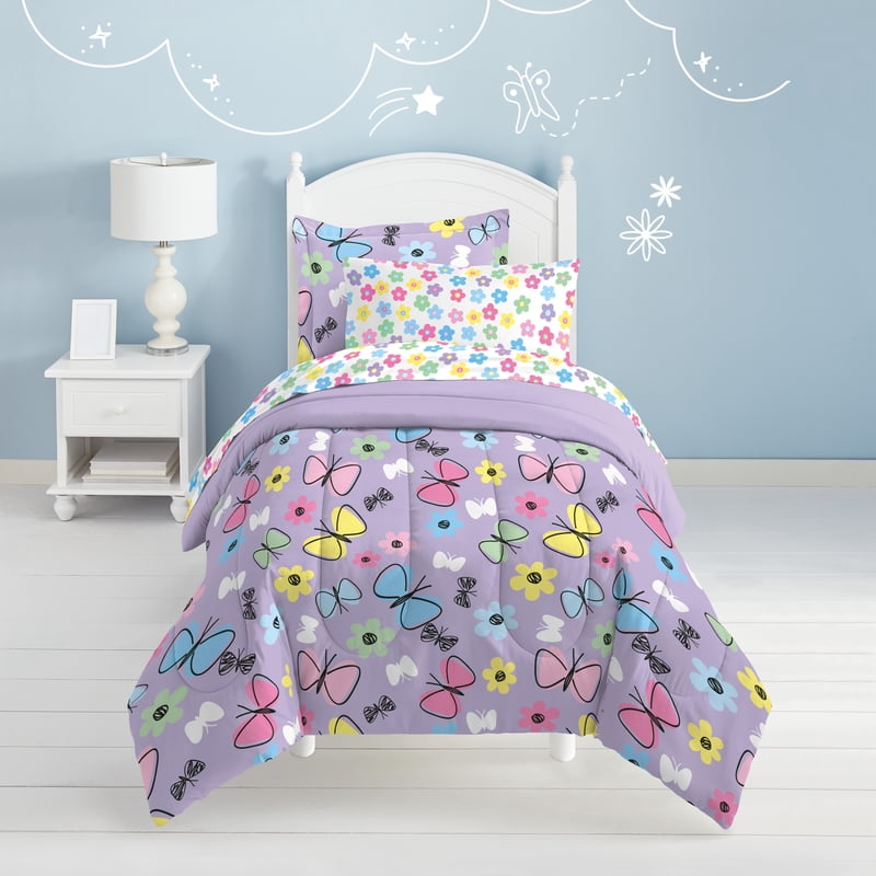 Full Size Dream Factory Sweet Butterfly Child Comforter Set - Microfiber, 7 Pieces
