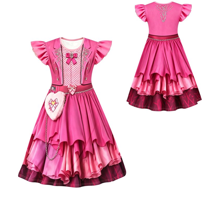 Pink Princess Layered Ruffle Cosplay Costume Dress - 11-12Y Girl Variation