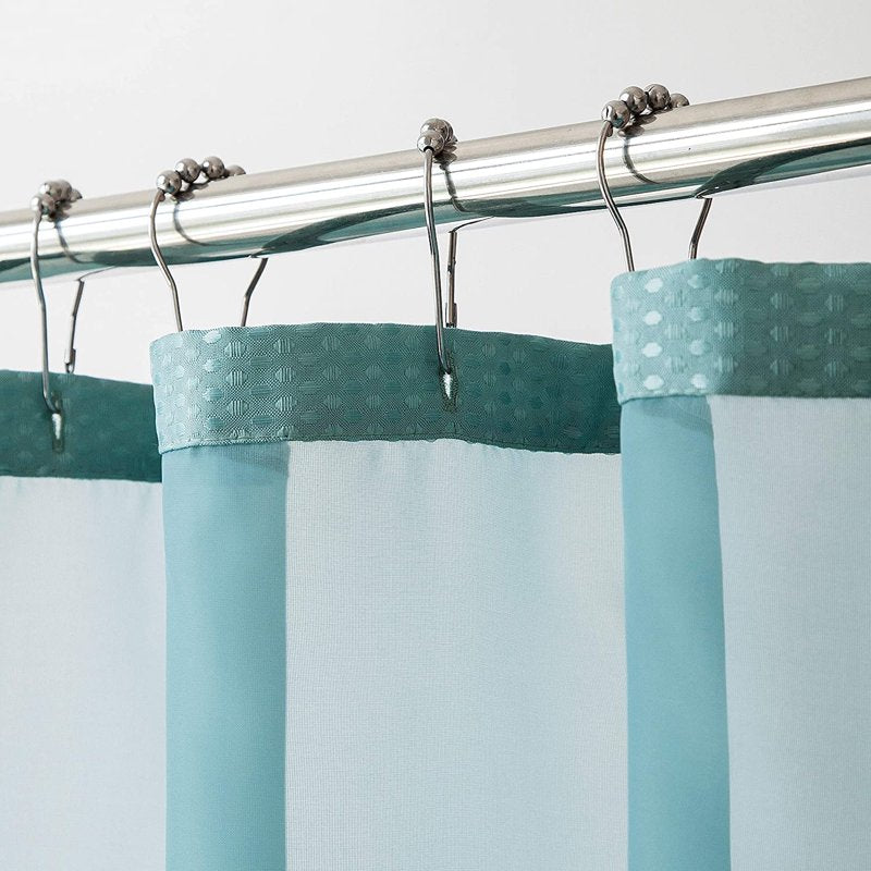 Dainty Home Complete 2-in-1 Aqua Waffle Weave Shower Curtain with Detachable Liner, 72x72 Inches