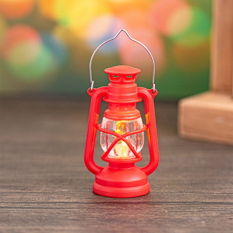 Openpig Vintage LED Hurricane Lantern - Red, Battery-Powered Camping Light