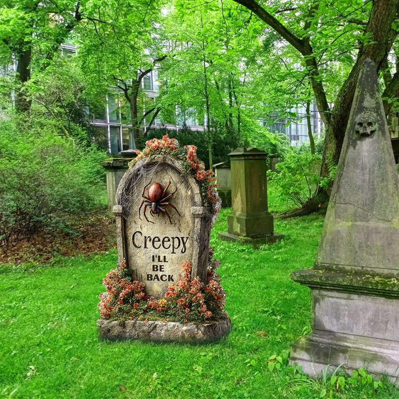 Halloween Tombstone Yard Stakes with Creepy Spider Skull Gravestones - Variation 2#A