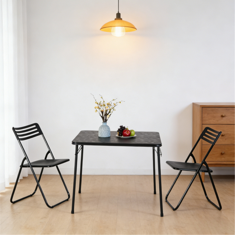 34-Inch Square Folding Table - Portable Black Card Table