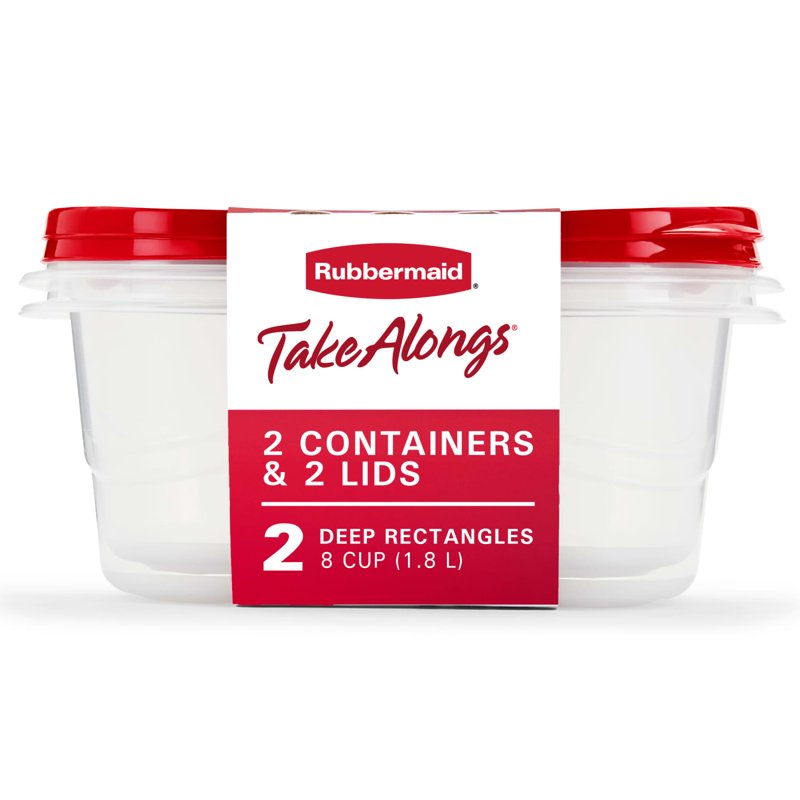 8-Cup Deep Rectangle Food Storage Containers - 4 Pack