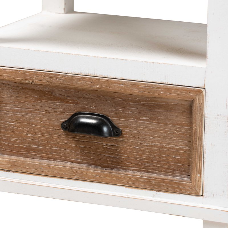 Rustic Farmhouse 1-Drawer End Table - Weathered Two-Tone Finish