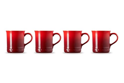 Le Creuset Stoneware Set of 4 Mugs, 14 oz. each, Cerise