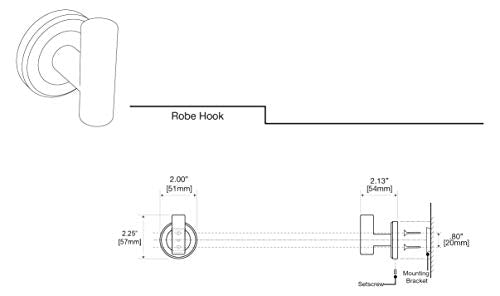 Gatco 4235 Latitude II, Robe Hook, Brushed Brass/Wall Mount 2.25" W Double Robe Hook, Towel Hook