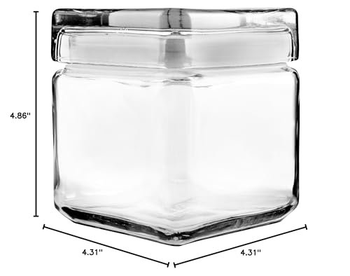 Anchor Hocking 1-Quart Stackable Jars with Glass Lids, Set of 4