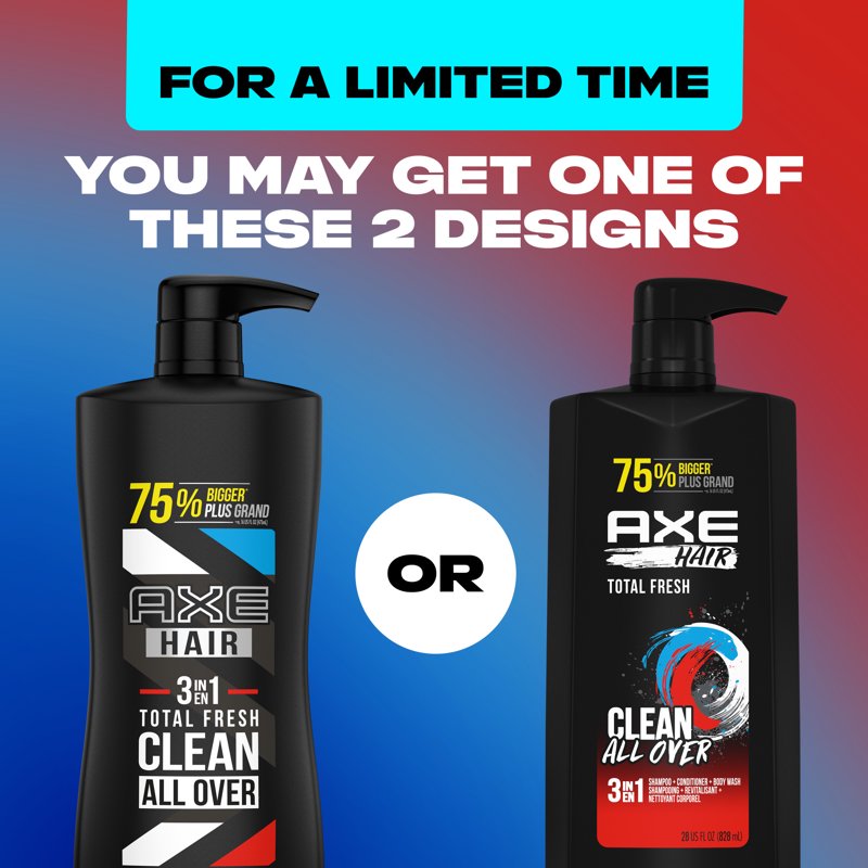 Total Fresh 3-in-1 Shampoo, Conditioner and Body Wash for Men, 28 fl oz