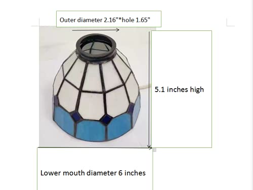 HUIMEIJU Glass single lampshade 2PCS set Blue glass fan lamp, wall lamp, chandelier replacement lampshade 6 inch stained glass single Lampshade