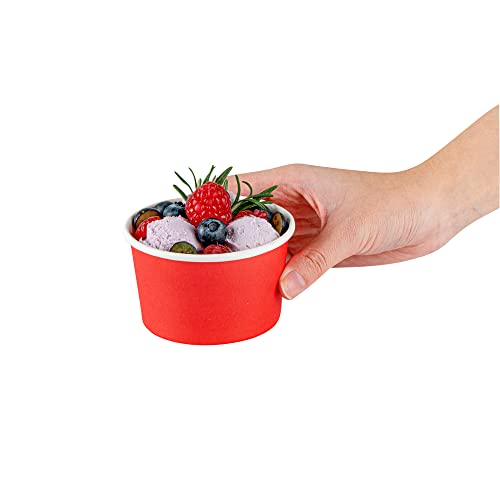Coppetta 5-Ounce Dessert Cups, 200 Disposable Ice Cream Cups - Lids Sold Separately, Sturdy, Red Paper Frozen Yogurt Bowls, For Hot And Cold Foods, Perfect For Gelato Or Mousse - Restaurantware