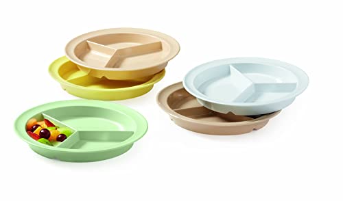 G.E.T. CP-530-T Tan 9" 3-Compartment Plate, Break Resistant Dishwasher Safe Melamine Plastic, Supermel Collection (Pack of 12)