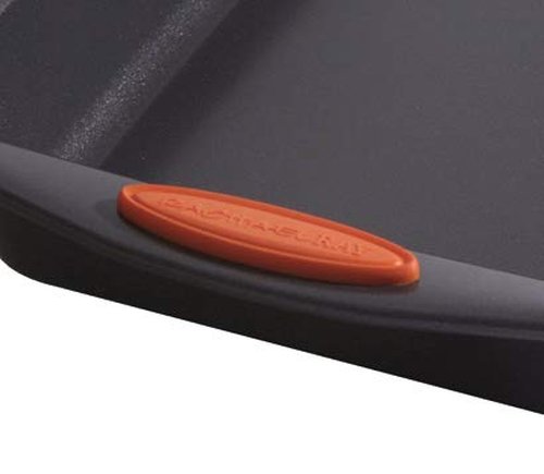 Rachael Ray 55673 Nonstick Bakeware Set with Grips includes Nonstick Bread Pan, Baking Pans and Cake Pans - 5 Piece, Gray with Orange Grips