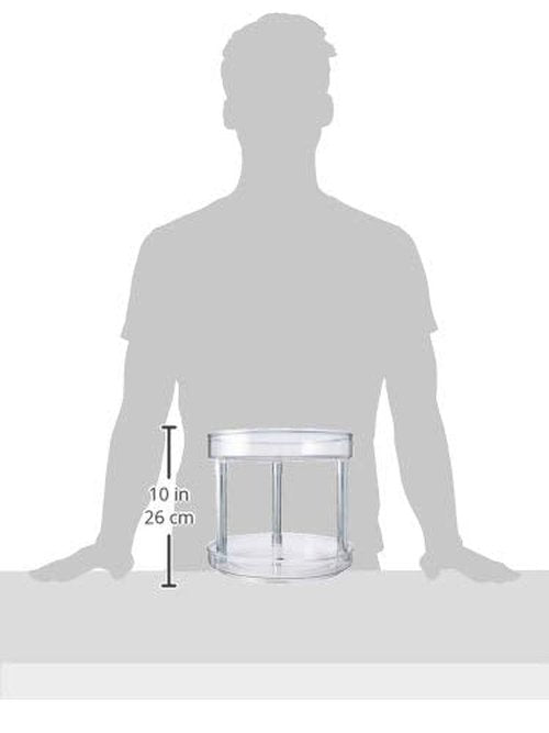 mDesign 2-Tier Lazy Susan Turntable for Kitchen Cabinets, Shelf, Table, Countertop - 9" Multi Level Rotating Organizer Carousel - Storage Turntable Organizer - Ligne Collection - Clear/Chrome
