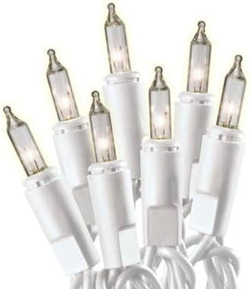 Holiday Pride White Christmas Tree Lights - 100 Clear White String Lights on White Wire - 24 Ft for Indoor/Outdoor Use