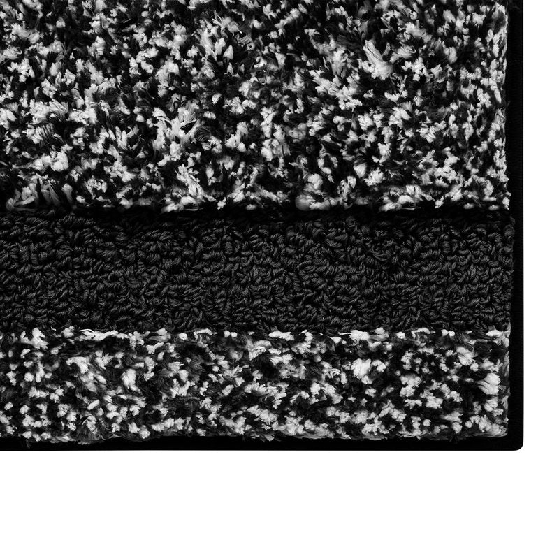 Heathered Hotel Microfiber Bath Rug Runner - Black & White, 20 x 60 Inches
